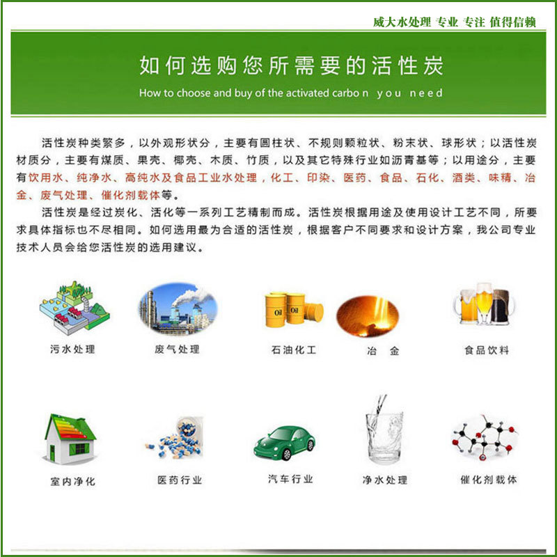 威大活性炭廠家給您如何選擇活性炭的方法，咨詢電話：13838587319